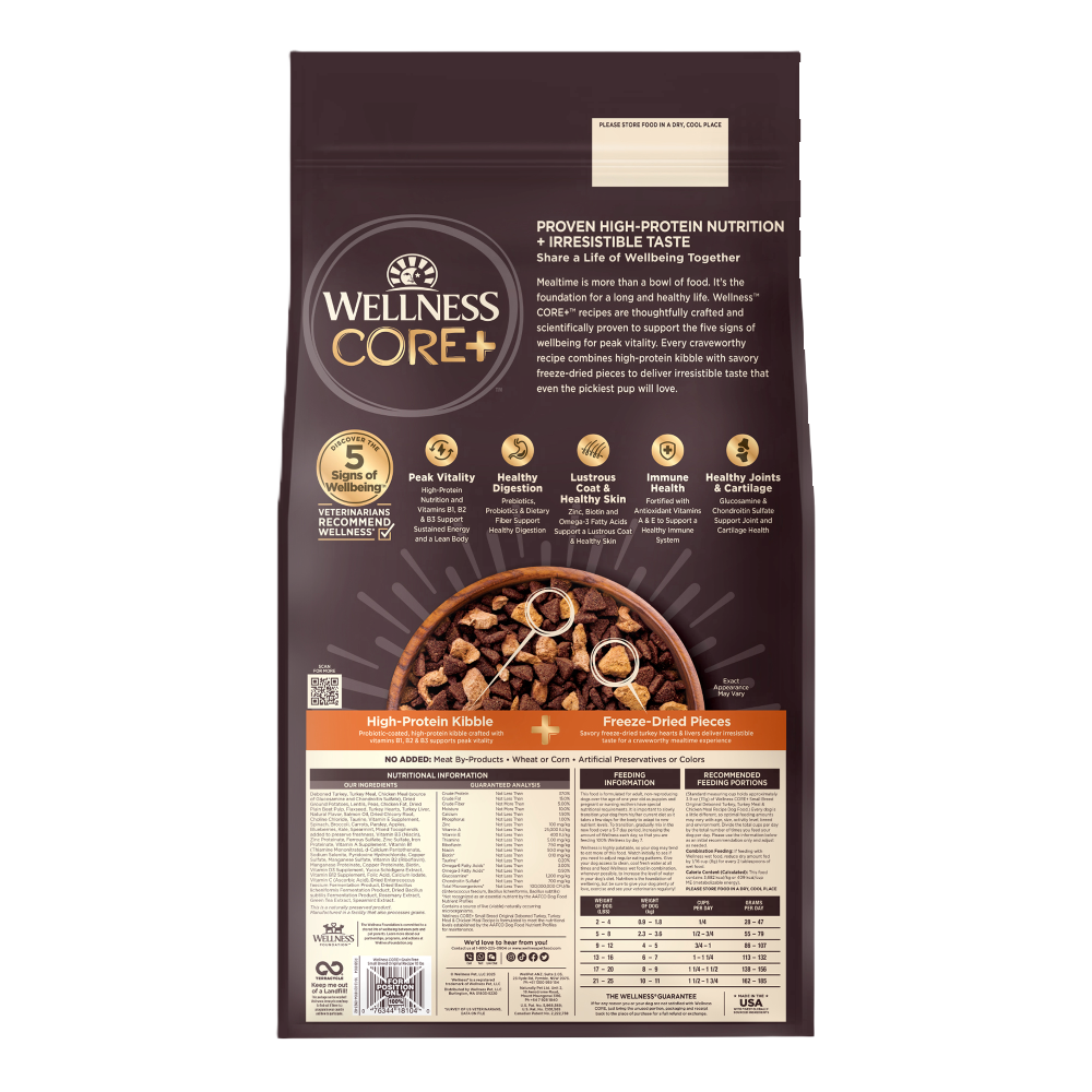 Small Breed Original Turkey Chicken with Freeze Dried Turkey Wellness Pet Food Singapore