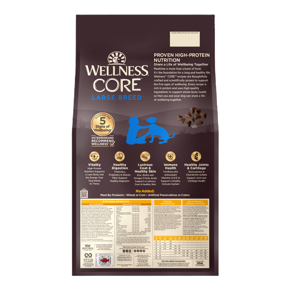 Wellness core dog food large breed puppy sale