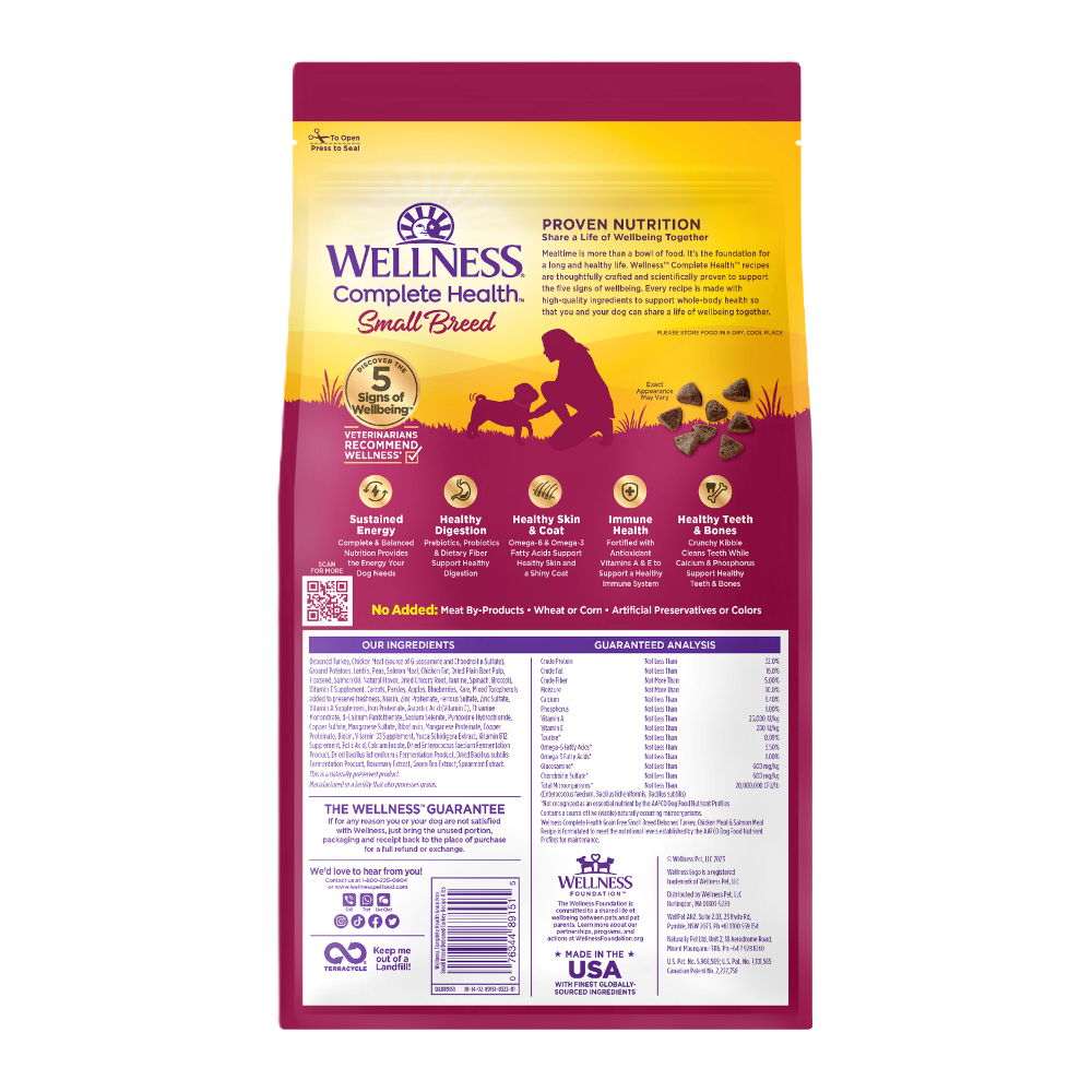 Wellness complete health natural grain free dry dog food puppy chicken & salmon top
